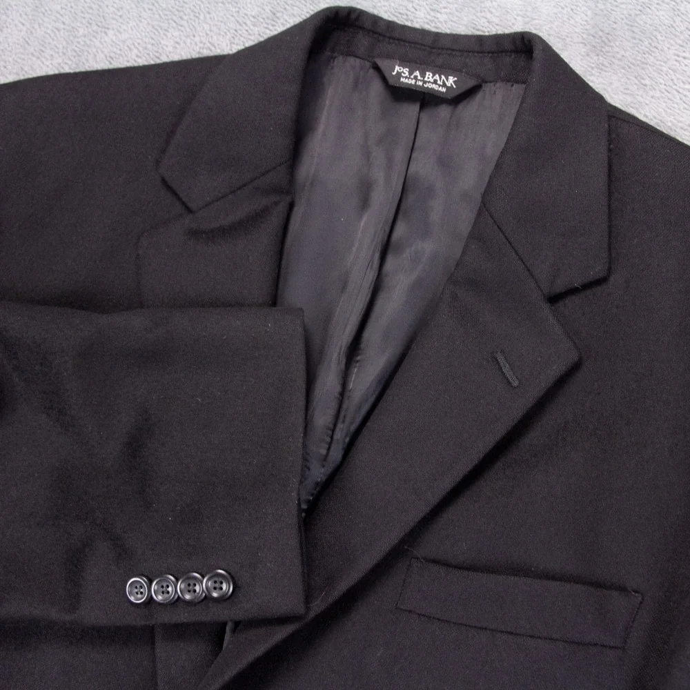 Jos A Bank Mens 42S Black 100% Cashmere Gold Button Blazer Sport Coat 2 BTN‎
